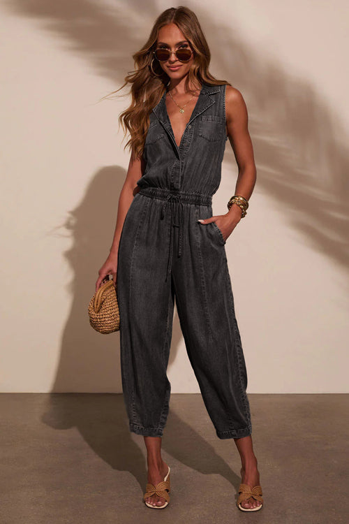 Breezy Sophistication Denim Sleeveless Jumpsuit