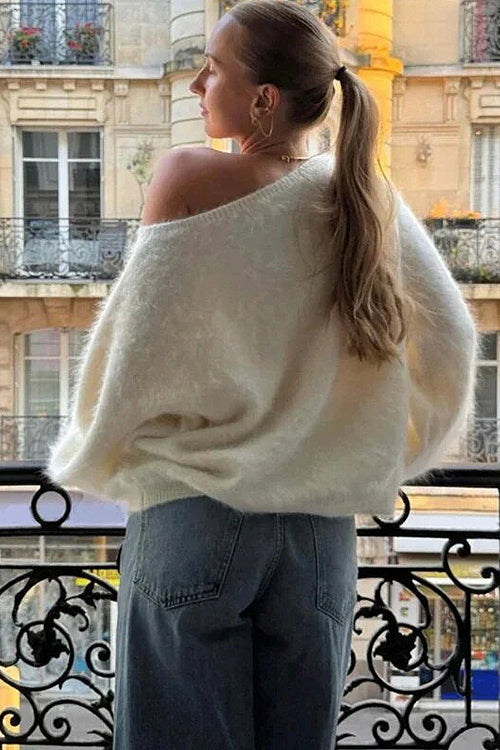 Meet Cozy Off Shoulder Knit Sweater