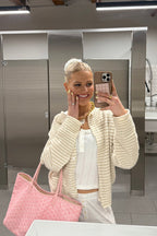 Attractively Cozy Soft Striped Knit Cardigan