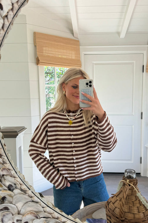 Attractively Cozy Soft Striped Knit Cardigan