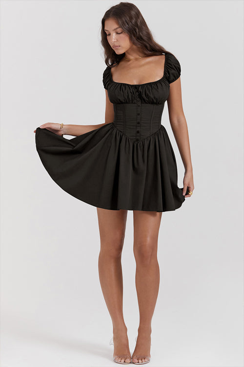 Happiest Hour Puff Sleeves Skater Mini Dress