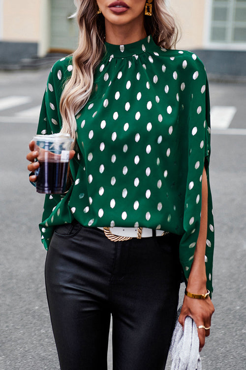 Promises Kept Dotted Short Sleeve Cape Top