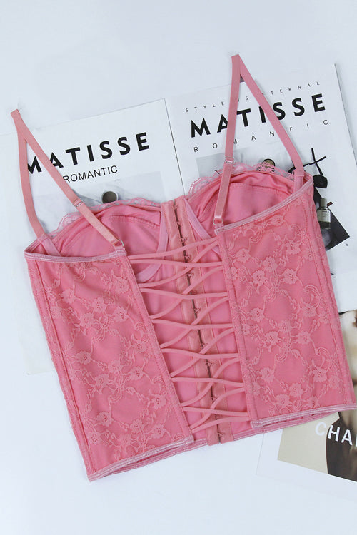 Keep Me Close Lace Backless Bustier Corset Crop Top
