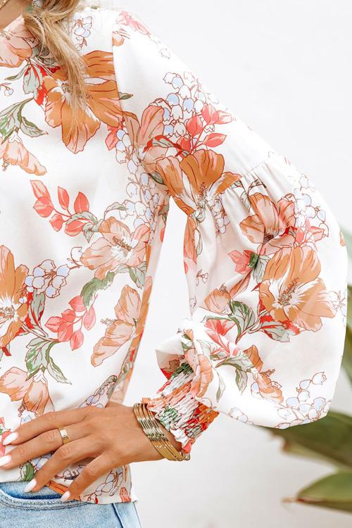 Radiance And A Breeze Print Smocked Top