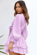 Show Your Style Ruffled Bowknot Mini Dress - 9 Colors