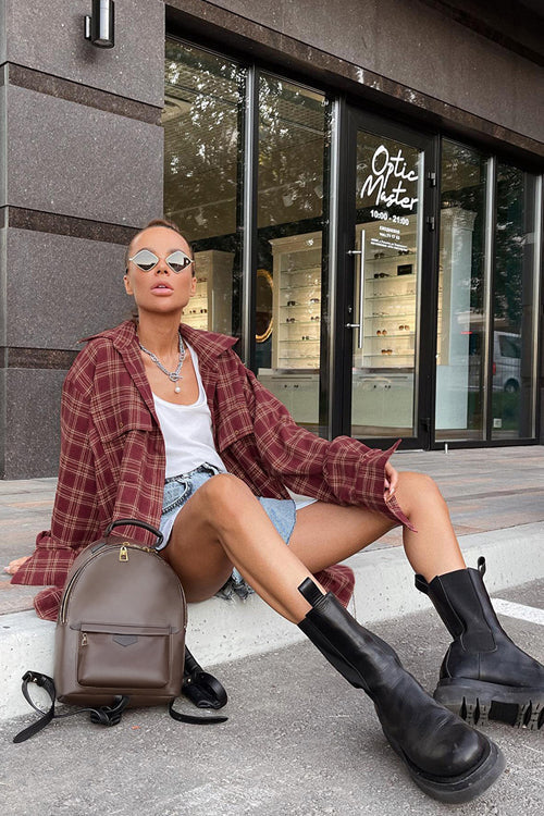 Polished Marvel Plaid Long Sleeve Top