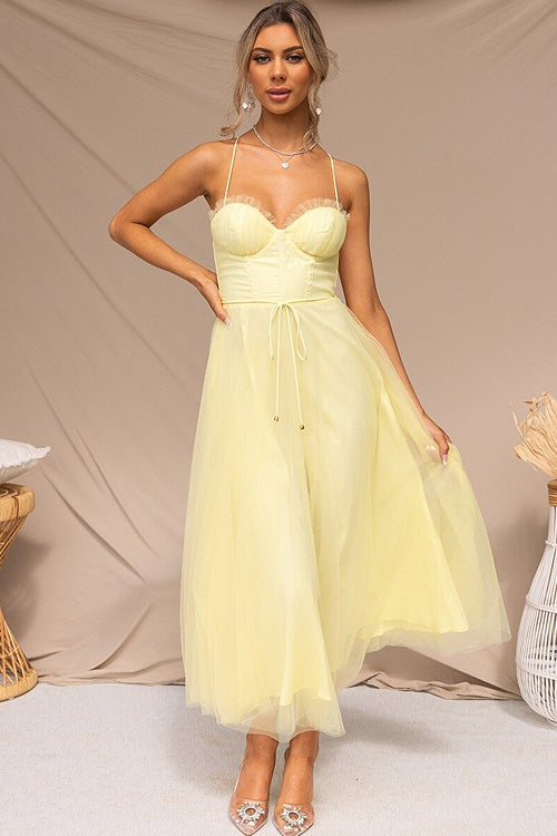 Rare Radiance Tulle Backless Midi Dress - 8 Colors