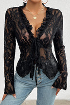 Midnight Love Story Lace Long Sleeve Top