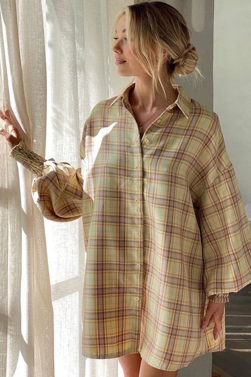 We're Better Together Plaid Long Sleeve Mini Dress