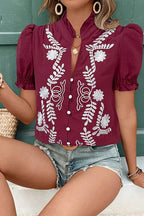 Delightful Fave Embroidered Short Sleeve Top