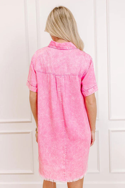 Festival Mood Light Wash Short Sleeve Denim Dress