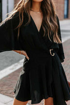 Feminine Affection Cape Short Sleeve Wrap Mini Dress