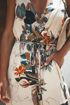Divine Time Side-Slit Floral Print Jumpsuit