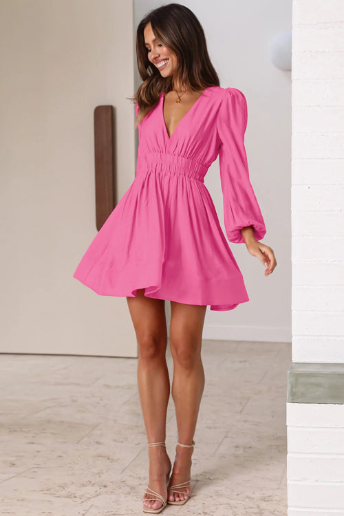 On The Chase V-Neck Long Sleeve Mini Dress
