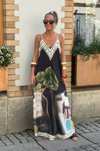 Wondrous Muse V-Neck Printed Maxi Dress
