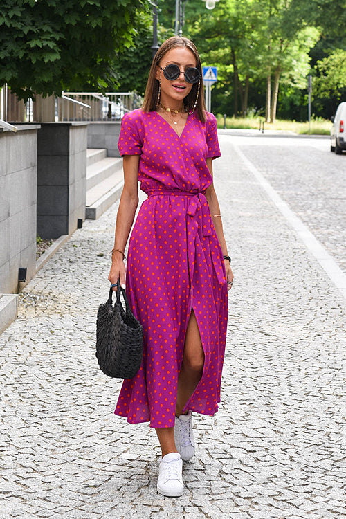 Do What You Affection Print High-Slit Maxi Dress