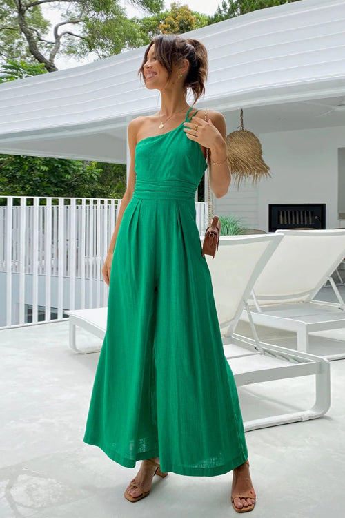 Just Kick It One Shoulder Wide-Leg Jumpsuit