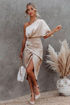 Heading Out For The Day One Shoulder Midi Dress