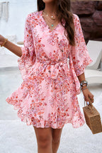Today'S Moment Floral Print Warp Mini Dress