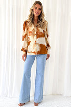 Help You Out Print Collared Long Sleeve Top