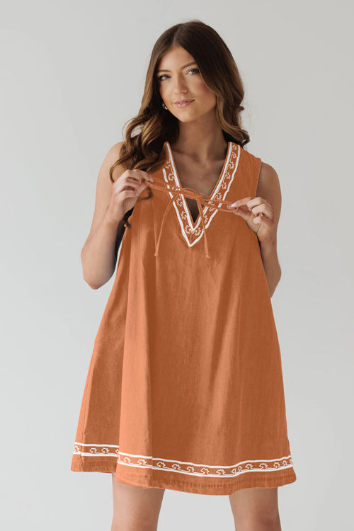 Summer Charmer Lace Pocket Denim Mini Dress