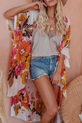 Morning Golden Glow Beach Floral Printed Kimono