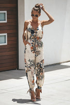 Divine Time Side-Slit Floral Print Jumpsuit