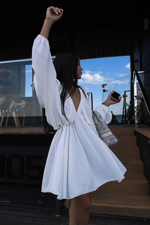 Mood So Delightful V-neck Long Sleeve Mini Dress - 7 Colors