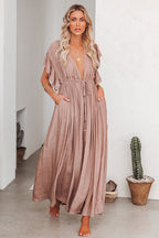 Golden Glow & Playful Spirit Ruffled Beach Wear Maxi Dress - 8 Colors