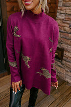 Joyful To See You Leopard Knit Sweater