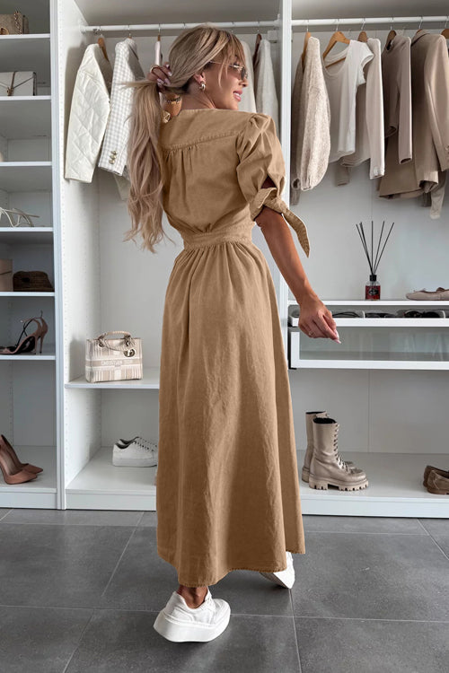 On This Delightful Day Button Down Denim Maxi Dress