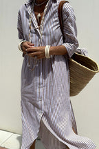 Delightful At Heart Striped Print Midi Dress