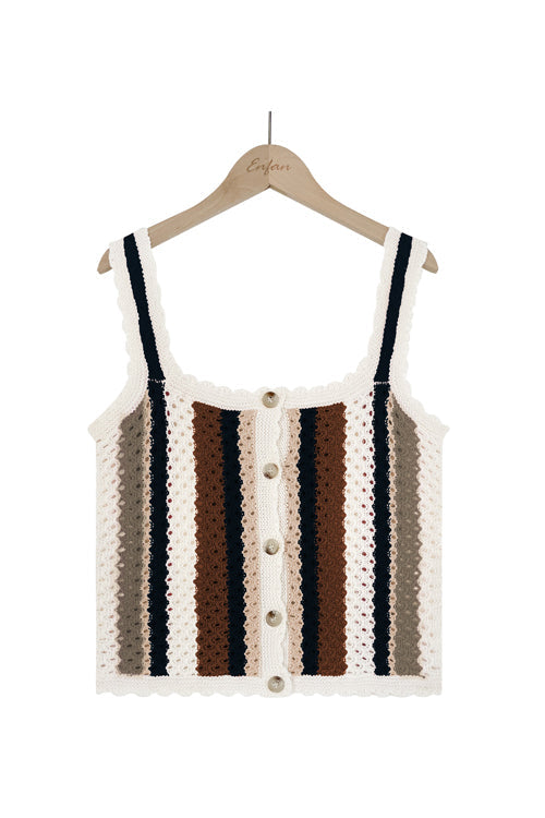 Waiting For Affection Colorful Stripe Crochet Knit Top
