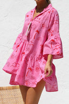 Open Your Heart Cotton Print A-Line Mini Dress
