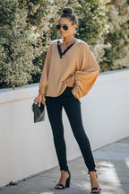 Date Evening Out Lace Balloon Sleeve Top