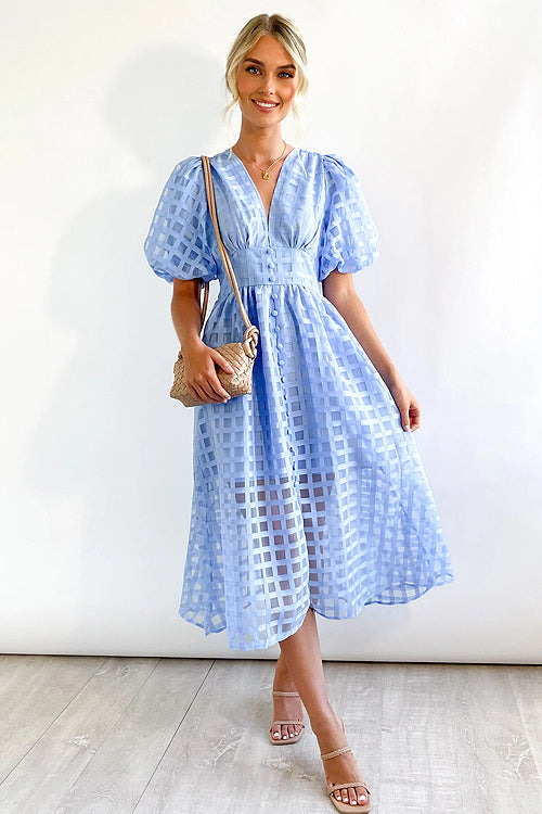 Garden Of Love Story Puff Sleeve Midi Dress - 9 Colors