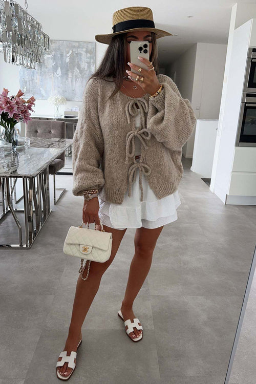 Uniquely Cozy Tie-Front Knit Cardigan Sweater