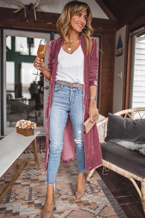 Live In Delight Velvet Long Sleeve Coat - 7 Colors