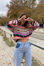 Let's Get Away Colorful Stripe Knit Sweater