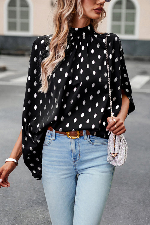 Promises Kept Dotted Short Sleeve Cape Top