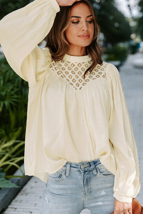Romance-Inspired History Lace Balloon Long Sleeve Top