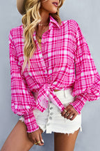 Life Of Affection Print Button Down Smocked Top - 7 Colors