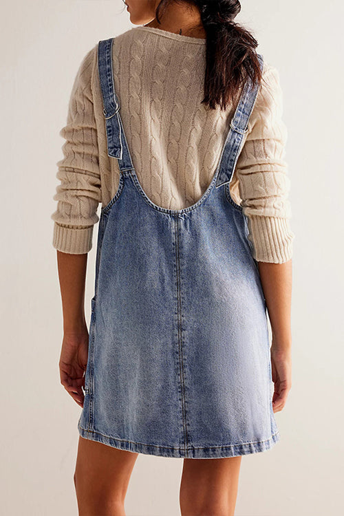 On This Delightful Day Backless Denim Mini Dress