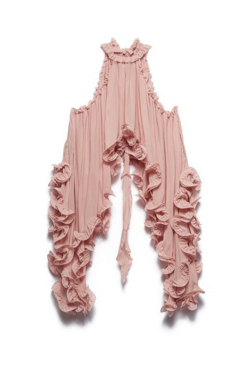 Delightful Potential Ruffled Sleeveless Chiffon Suit