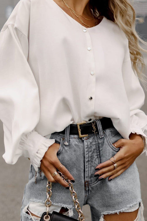 Mood Setter Polka Dot Print Button Down Top