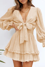 Show Your Style Ruffled Bowknot Mini Dress - 9 Colors