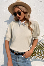 In The Spotlight Collared Knit Top