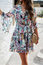 Today'S Moment Floral Print Warp Mini Dress