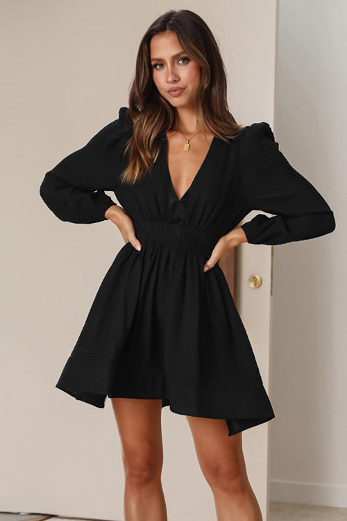 On The Chase V-Neck Long Sleeve Mini Dress