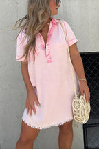 Festival Mood Light Wash Short Sleeve Denim Dress